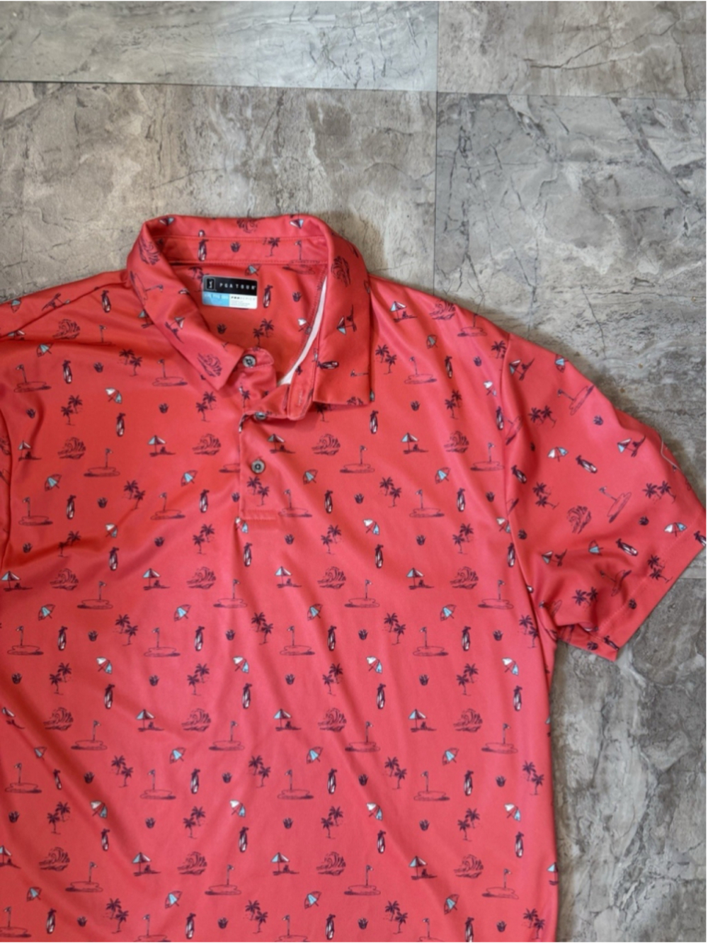 PGA TOUR Men’s Beach Summer Graphic Print Polo shirt XXL Summer